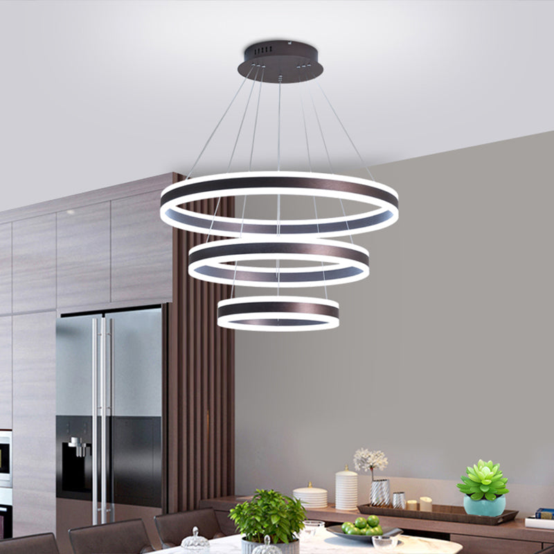 Luci a soffitto a 3 livelli a 3 livelli contemporanei lampadario in alluminio marrone in alluminio per soggiorno