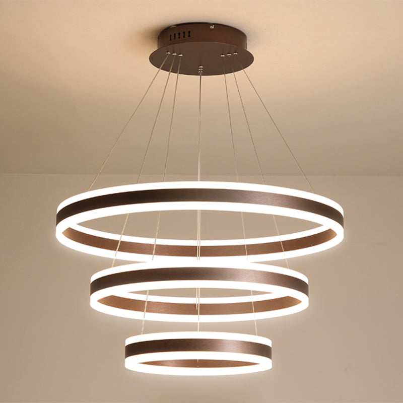 Luci a soffitto a 3 livelli a 3 livelli contemporanei lampadario in alluminio marrone in alluminio per soggiorno