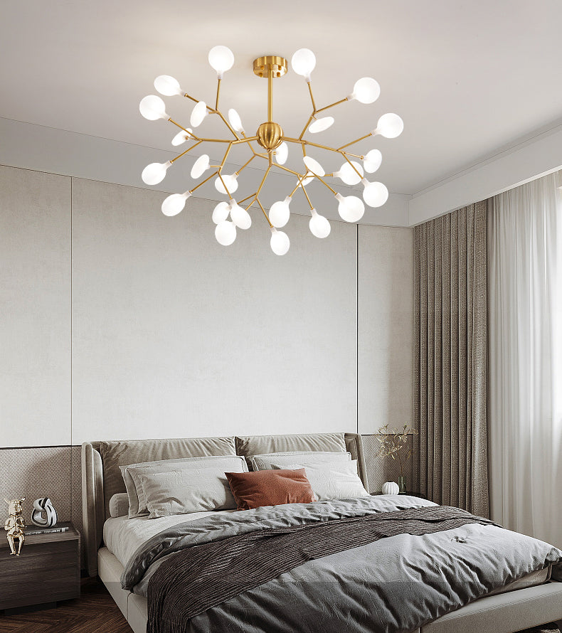 Koper sputnik hanglamp in moderne luxe stijl vuurvliegplafondlicht met acryl schaduw