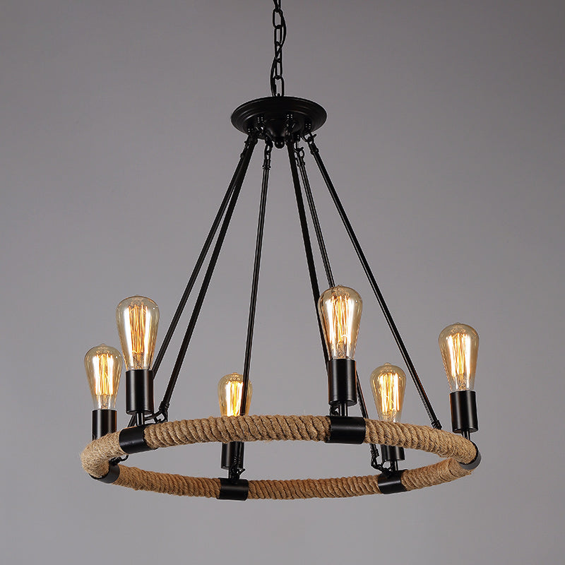 Exposed Chandelier Light Fixture Industrial Metal Pendant Lighting for Restaurant