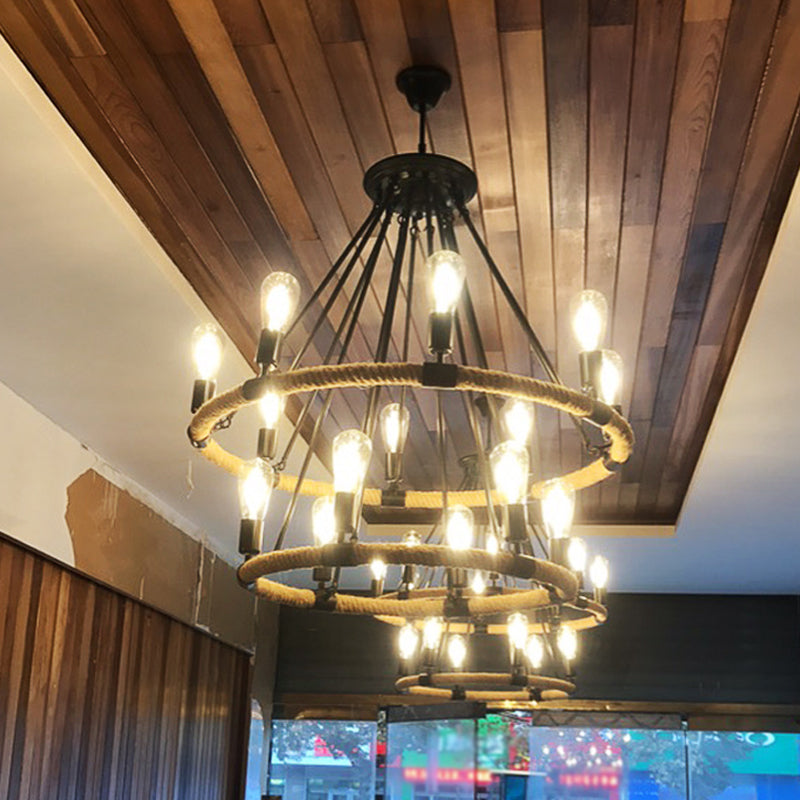 Luz de lámpara de araña expuesta iluminación colgante de metal industrial para restaurante