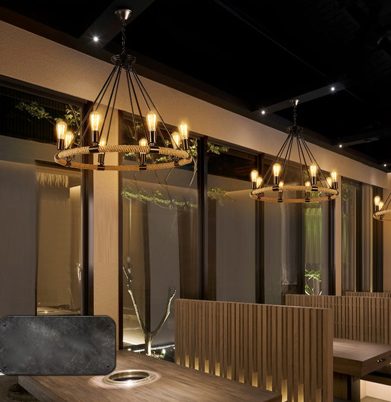 Luz de lámpara de araña expuesta iluminación colgante de metal industrial para restaurante