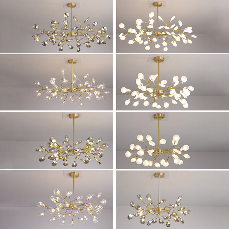 Gold Firefly Pendant Light in Modern Creative Style Copper Indoor Hanging Lamp with Glass Shade