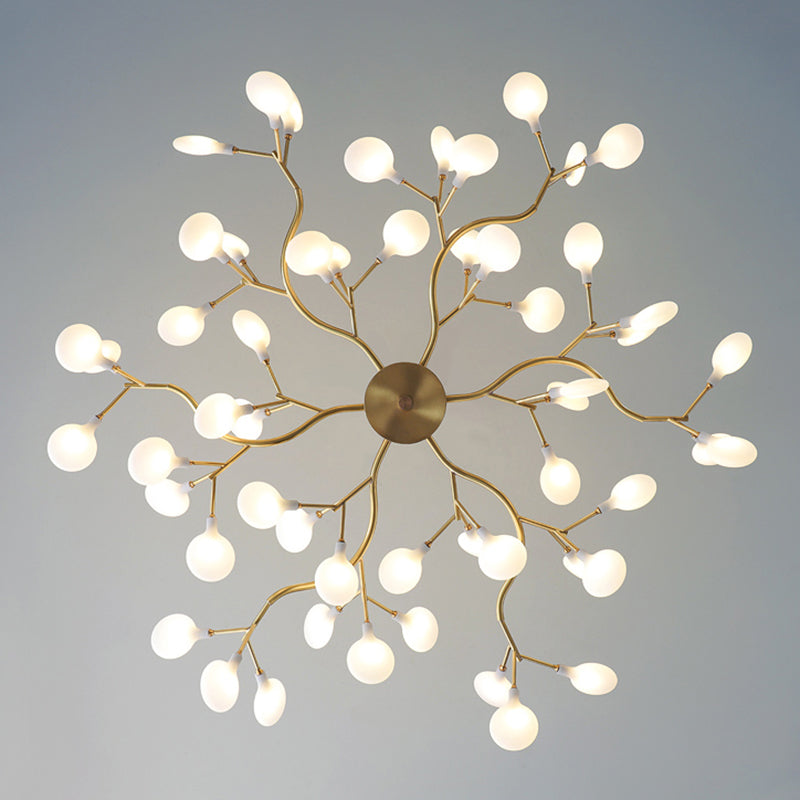 Gold Firefly Pendant Light in Modern Creative Style Copper Indoor Hanging Lamp with Glass Shade