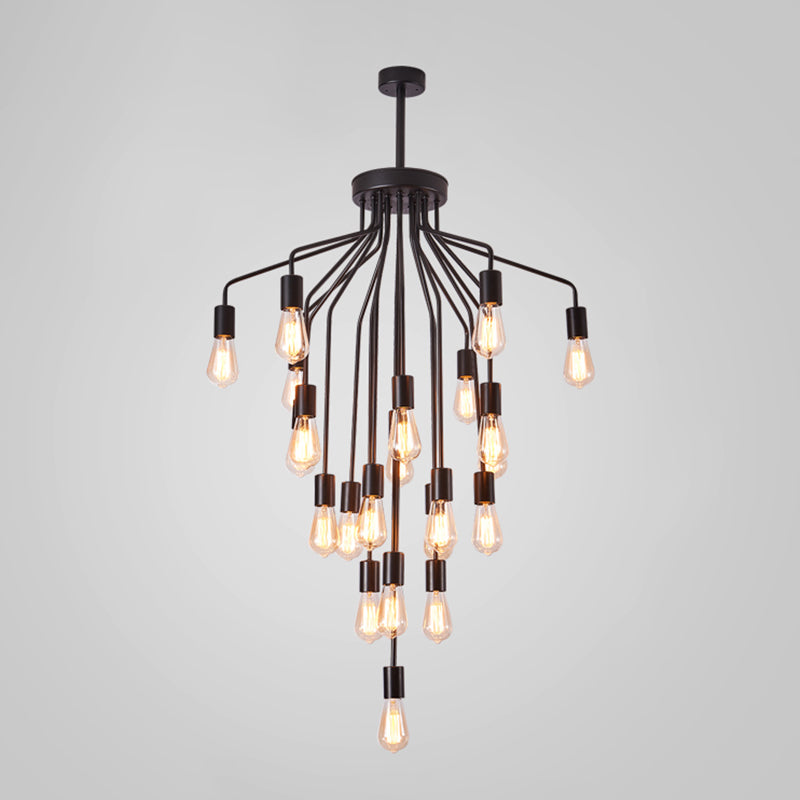 Luz de lámpara de araña expuesta iluminación colgante de metal industrial para restaurante