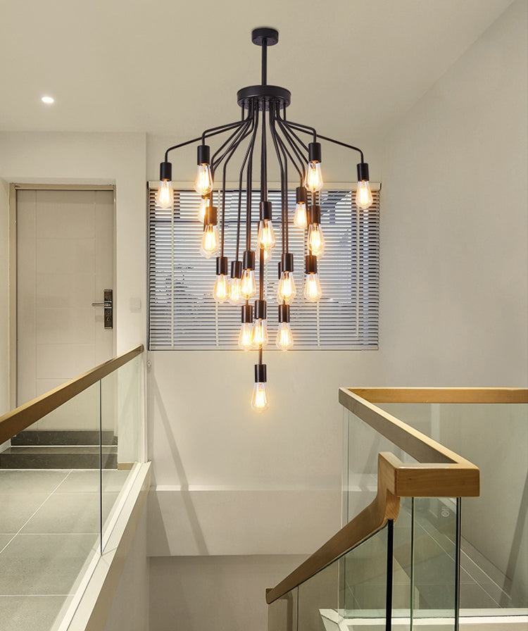 Luz de lámpara de araña expuesta iluminación colgante de metal industrial para restaurante