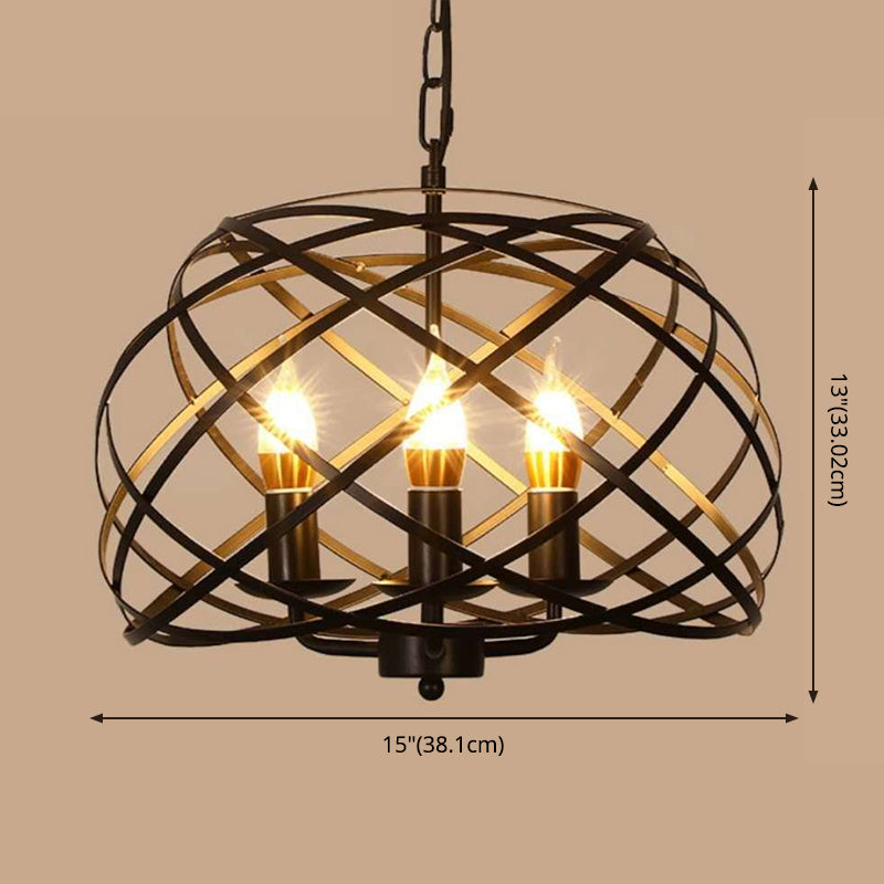 Industrial Hanging Pendant Metal Cage Frame Room Indoor Light
