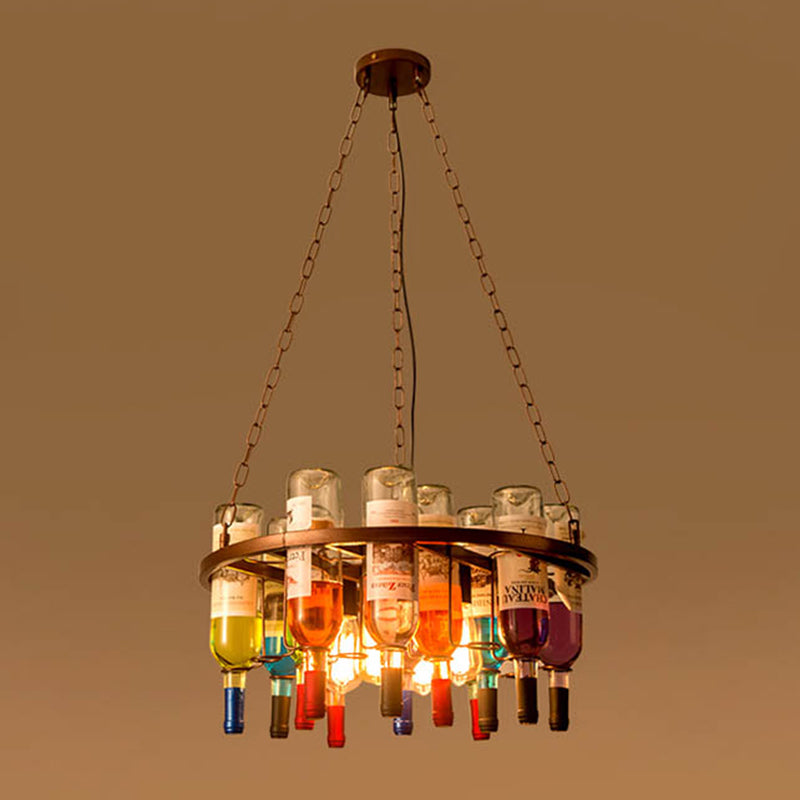 Wine bottle Chandelier Light Fixture Retro Industrial Style Glass Pendant Lighting for Bar