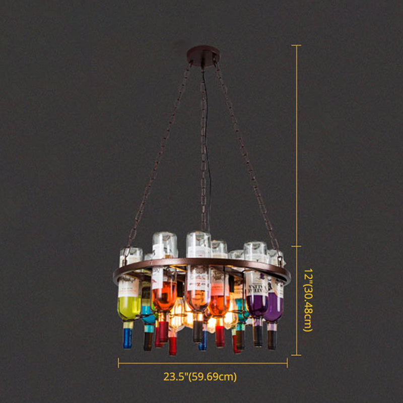 Wine bottle Chandelier Light Fixture Retro Industrial Style Glass Pendant Lighting for Bar