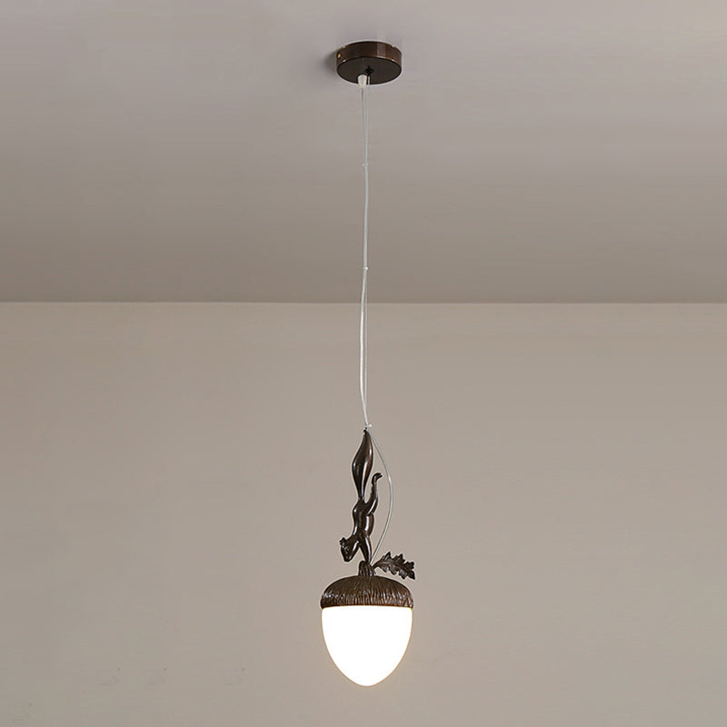 Nordic Style Pine Cone Hanging Light Creative Pendant Lamp with Aluminum Squirrel Lamp Holder