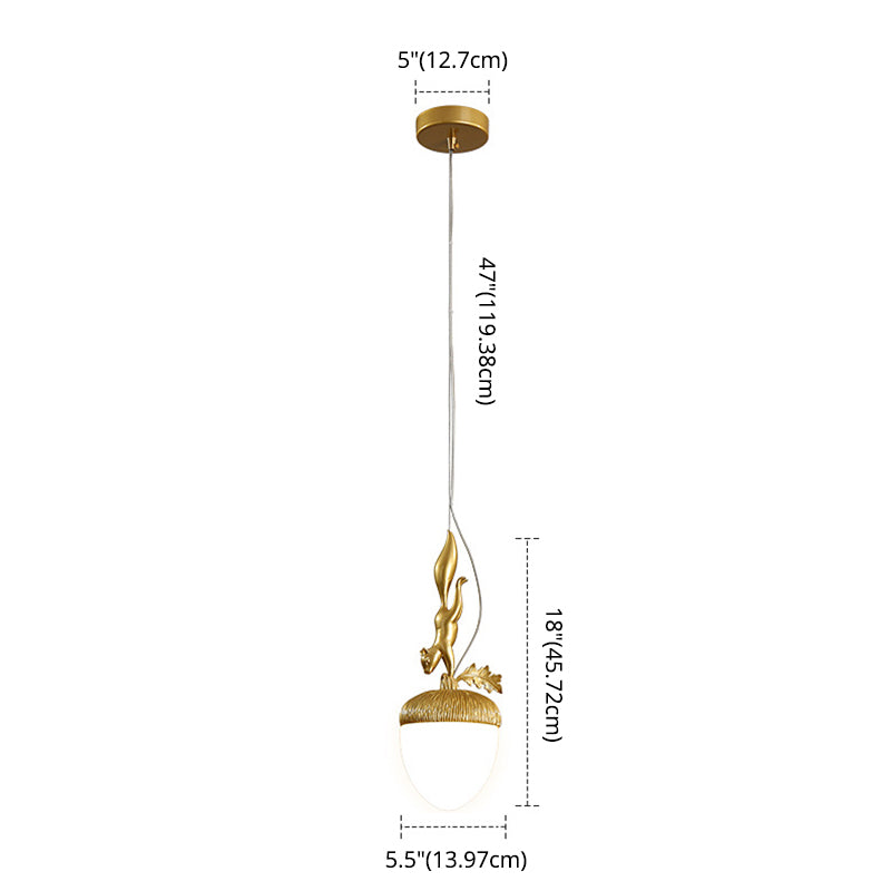 Nordic Style Pine Cone Hanging Light Creative Pendant Lamp with Aluminum Squirrel Lamp Holder