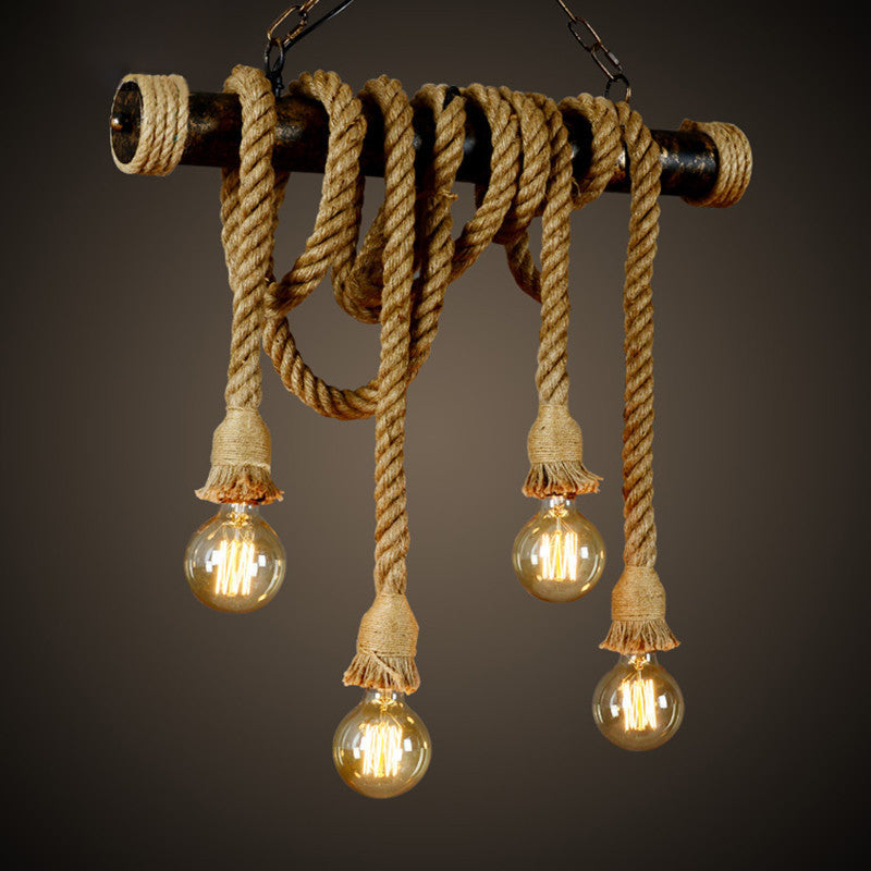 Exposed Island Lighting Fixtures Industrial Rope Pendant Lighting for Restaurant