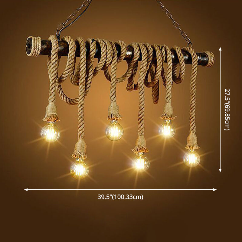 Exposed Island Lighting Fixtures Industrial Rope Pendant Lighting for Restaurant