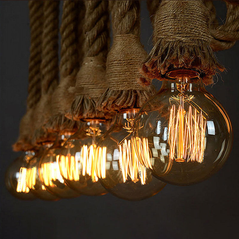 Exposed Island Lighting Fixtures Industrial Rope Pendant Lighting for Restaurant