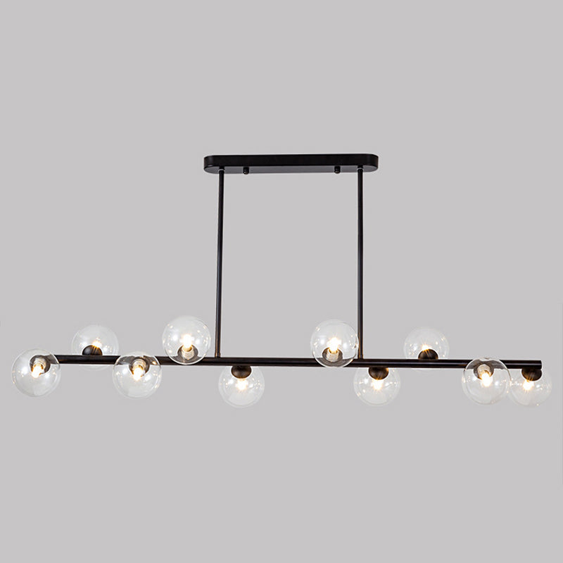 Wrought Iron 10-Light Island Pendant Light in Modern Concise Style Glass Radial Ceiling Light for Commercial Place