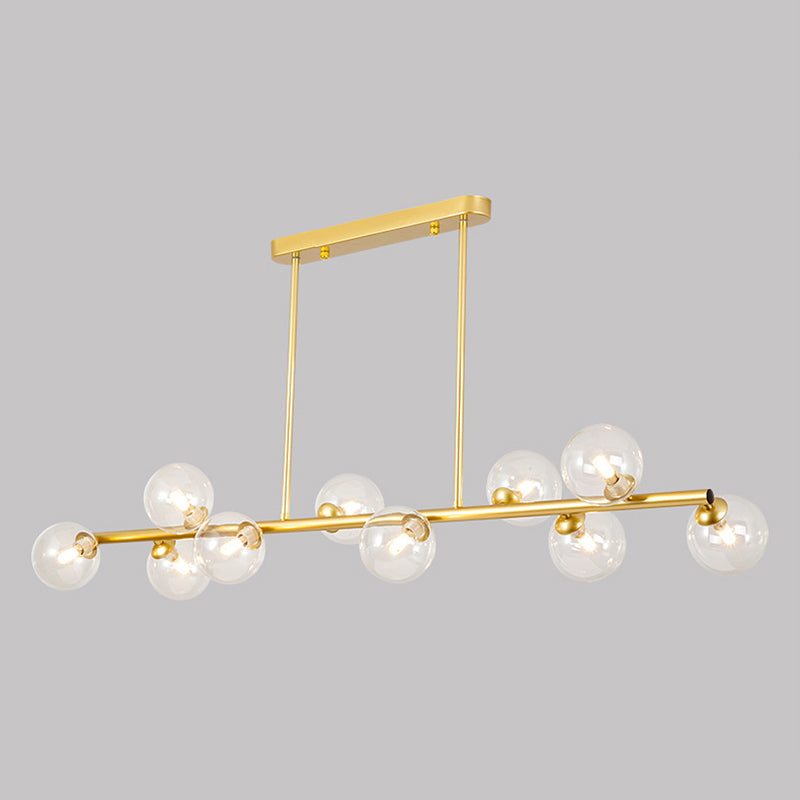 Wrought Iron 10-Light Island Pendant Light in Modern Concise Style Glass Radial Ceiling Light for Commercial Place