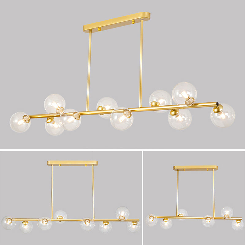 Luz colgante de la isla de hierro forjado de 10 luces en moderna luz de techo radial de vidrio conciso de estilo conciso para lugar comercial