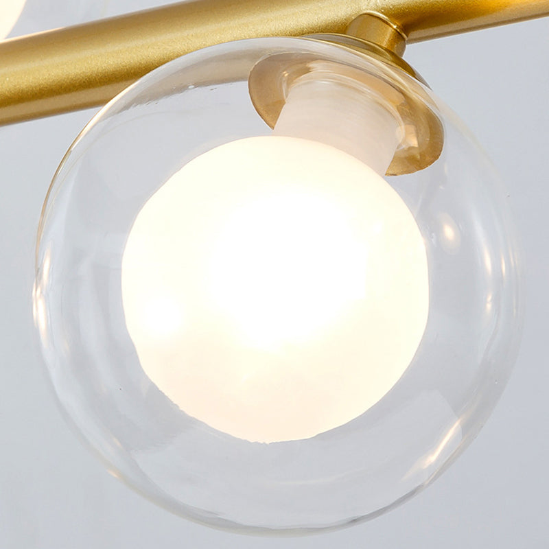 Luz colgante de la isla de hierro forjado de 10 luces en moderna luz de techo radial de vidrio conciso de estilo conciso para lugar comercial