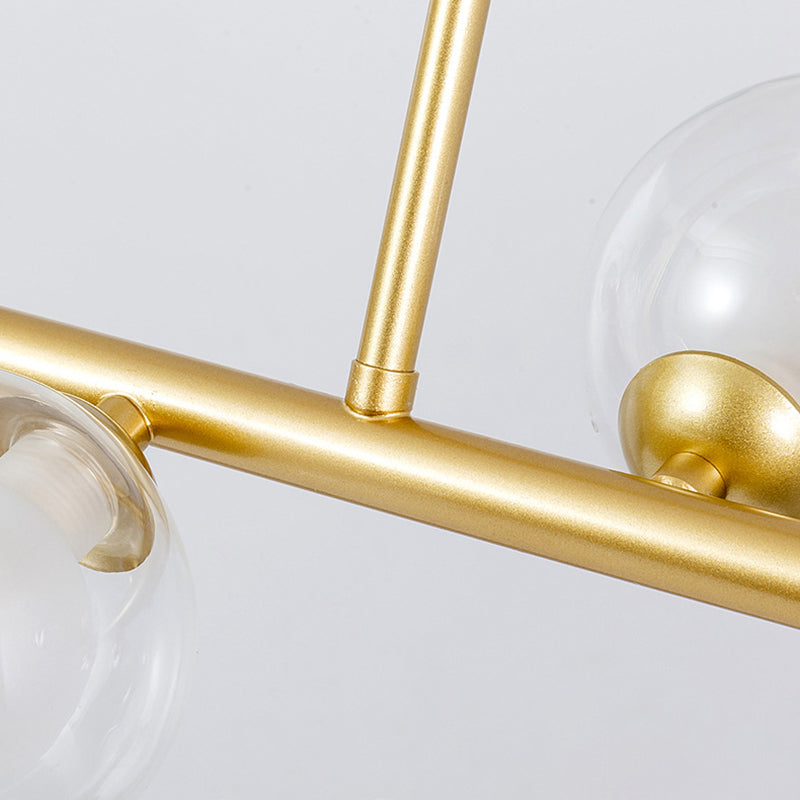 Luz colgante de la isla de hierro forjado de 10 luces en moderna luz de techo radial de vidrio conciso de estilo conciso para lugar comercial