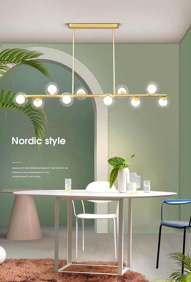 Luz colgante de la isla de hierro forjado de 10 luces en moderna luz de techo radial de vidrio conciso de estilo conciso para lugar comercial