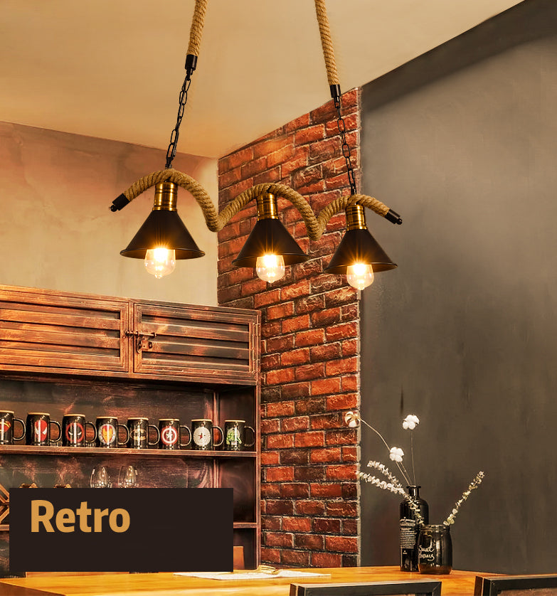 Island Pendant Natural Rope Light Retro Room Light Foyer Light