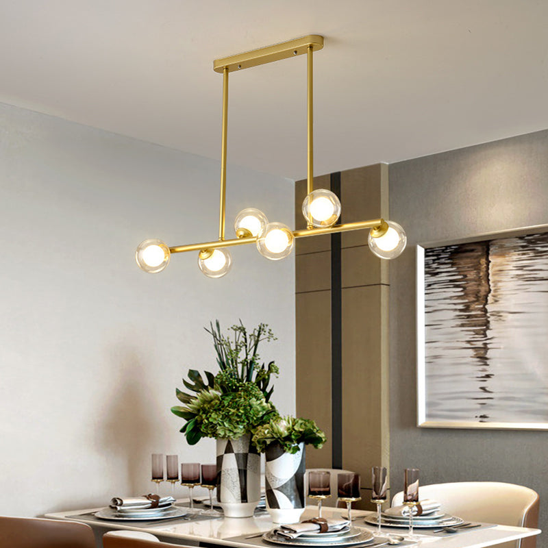 Modern Fashionable Sputnik Island Pendant Light Wrought Iron Hanging Lamp with Glass Shade