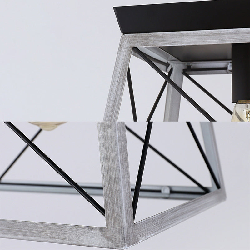 Rectangle Hanging Island Lights Industrial Iron Pendant Lighting for Restaurant