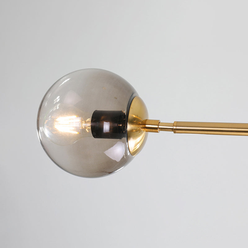 Luce a sospensione dell'isola a 6 luci oro in moderno luce di ferro battuto in stile creativo con tonalità di vetro