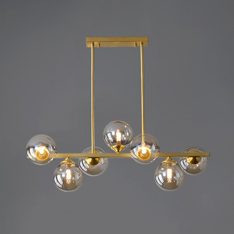 Luce a sospensione dell'isola radiale oro nella moderna luce appesa al copro di rame di lusso con tonalità di vetro ambra