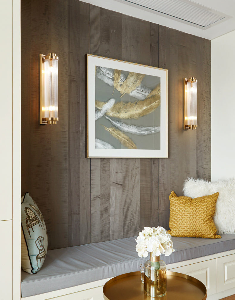 23.5" H Cylindrical Crystal Wall Mount Light Post-modern Style Home Decorative Lighting Fixture for Living Room Bedroom