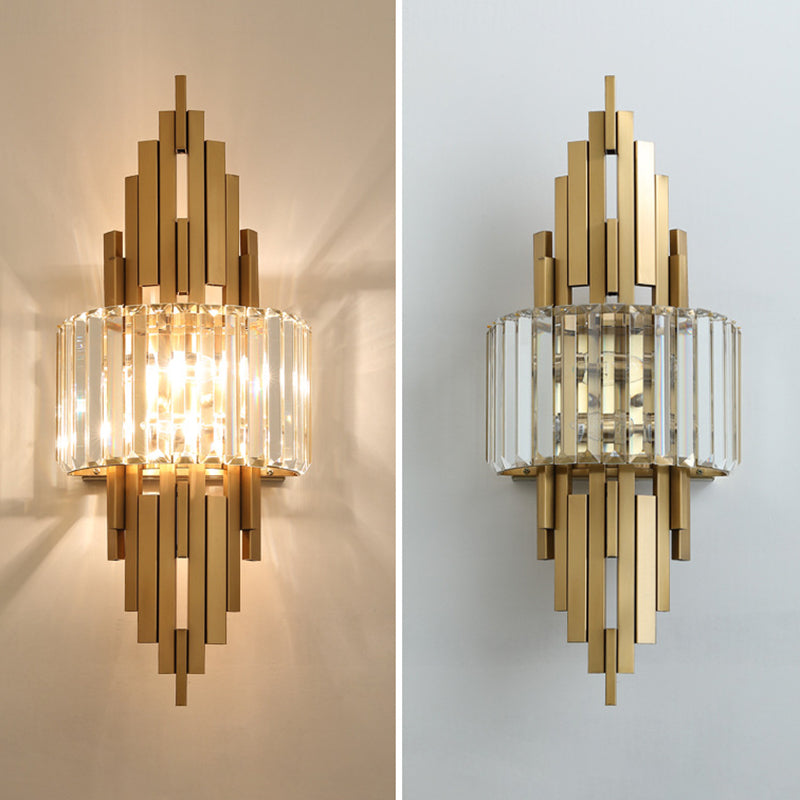 2 luci Lampada da parete in cristallo interno Strisce di metallo in metallo Stripsponi di scarico in oro