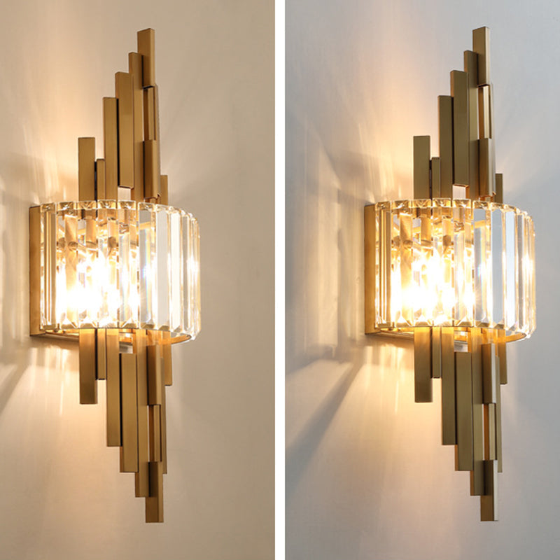 2 luci Lampada da parete in cristallo interno Strisce di metallo in metallo Stripsponi di scarico in oro