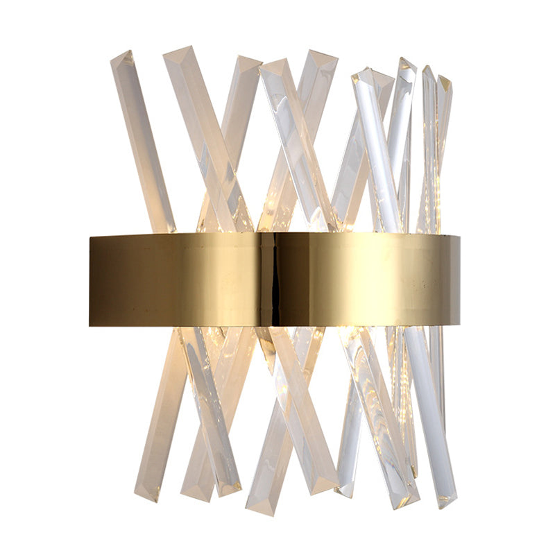 Crossed Clear Crystal Strip Sconce Lights Post-modern Style Simplicity Wall Light in Gold