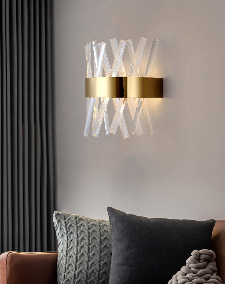 Crossed Clear Crystal Strip Sconce Lights Post-modern Style Simplicity Wall Light in Gold