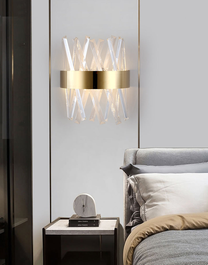 Crossed Clear Crystal Strip Sconce Lights Post-modern Style Simplicity Wall Light in Gold