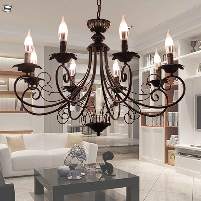 Zwart/witte afwerking Starburst plafond kroonluchter traditionele metaal 3/6/8 koppen woonkamer hanglamp lampje