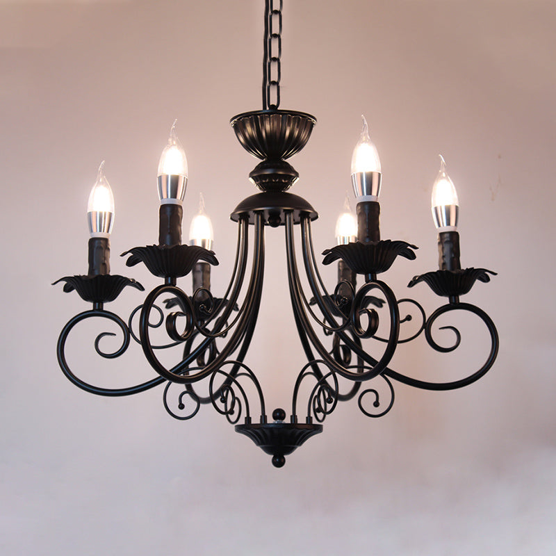 Zwart/witte afwerking Starburst plafond kroonluchter traditionele metaal 3/6/8 koppen woonkamer hanglamp lampje