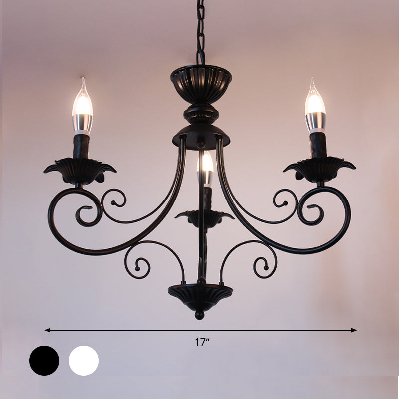 Black/White Finish Starburst Ceiling Chandelier Traditional Metal 3/6/8 Heads Living Room Pendant Light Fixture