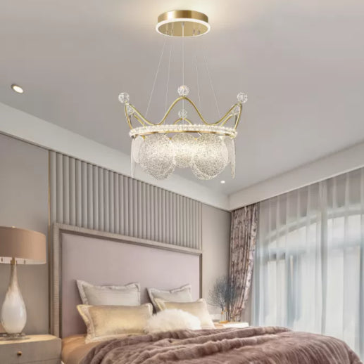 Contemporary Crown Chandelier Lights Crystal Pendant Ceiling Lights for Living Room