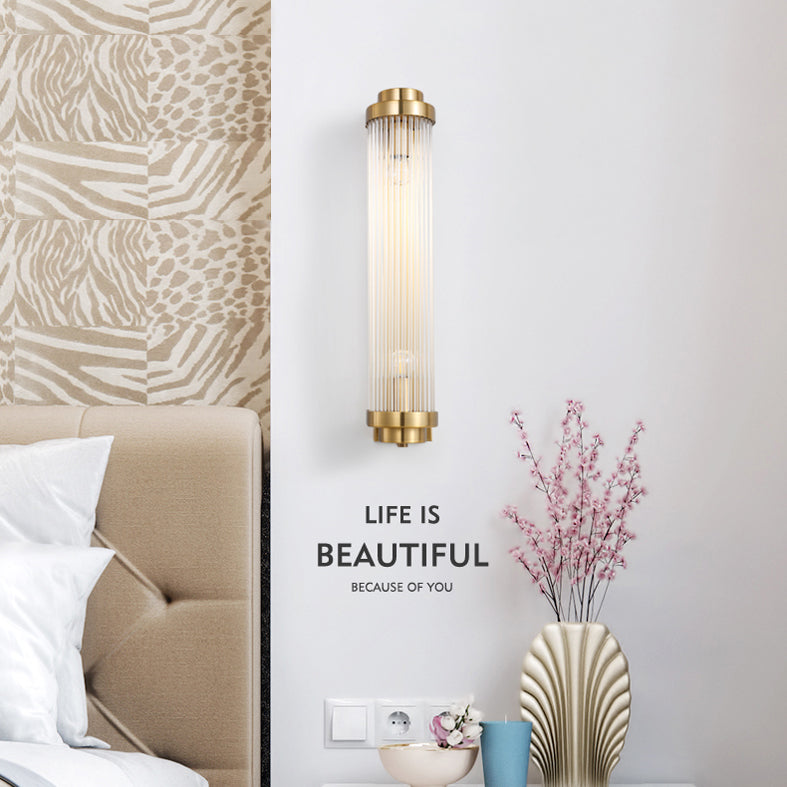 23.5" H Cylindrical Crystal Wall Mount Light Post-modern Style Home Decorative Lighting Fixture for Living Room Bedroom