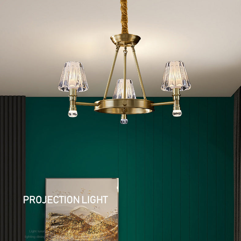 Conical Chandelier Light Fixture Traditional Clear Glass Pendant Lighting for Restaurant