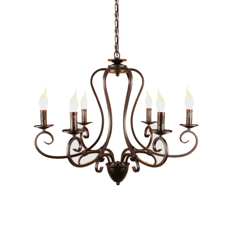 Sala de velas Candelier Hanging Traditiony Metal 6/8 cabezas de techo negro Luz de colgante