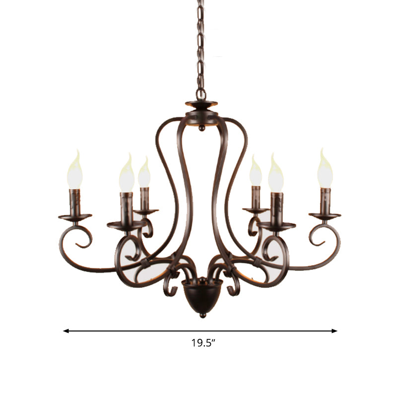 Sala de velas Candelier Hanging Traditiony Metal 6/8 cabezas de techo negro Luz de colgante