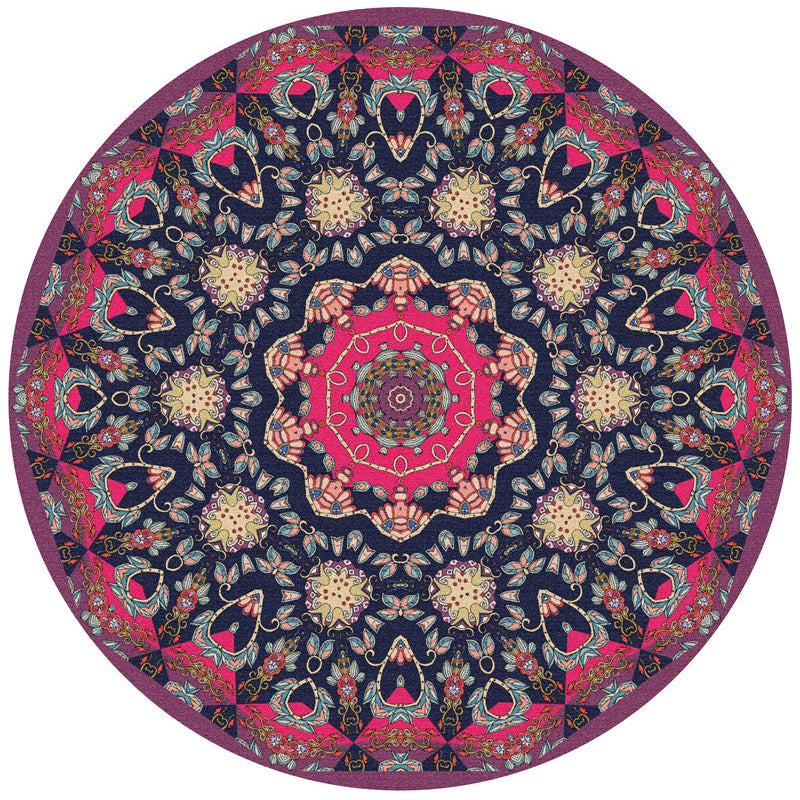 Couleur rond traditionnel tapis intérieur polyester marocain fleurie octogonale tapis de support sans glissement pour le salon