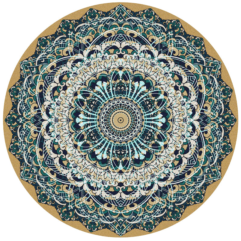 Couleur rond traditionnel tapis intérieur polyester marocain fleurie octogonale tapis de support sans glissement pour le salon