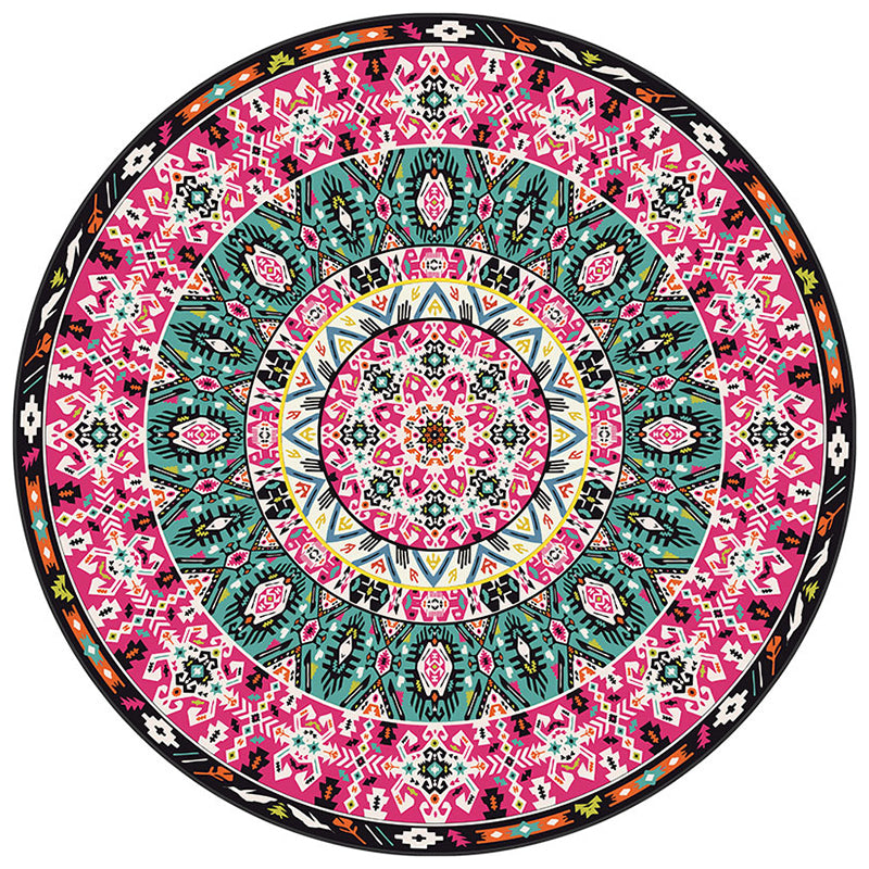 Couleur rond traditionnel tapis intérieur polyester marocain fleurie octogonale tapis de support sans glissement pour le salon