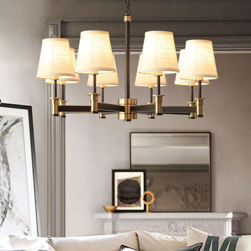 Barrel Pendant Chandelier Contemporary Fabric 6/8 Lights White Hanging Light for Living Room