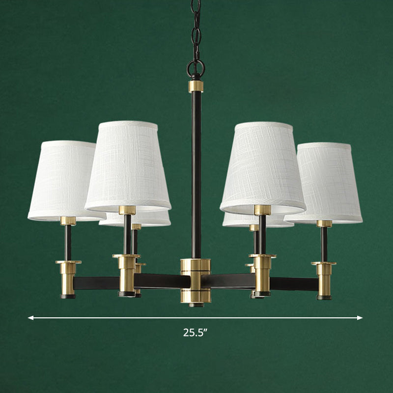 Barrel Pendant Chandelier Contemporary Fabric 6/8 Lights White Hanging Light for Living Room
