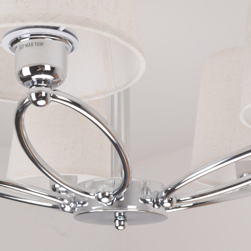 Chromlauf -Kronleuchterlampe Modernismus 5 Lichter Stoff Anhänger Lichtkit für Schlafzimmer