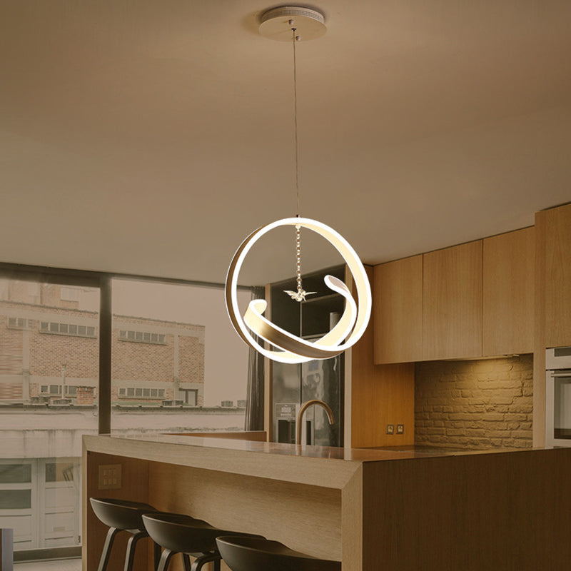Twist Hanging Light Freeture Slease Stile Acrilico LEDELIO BIANCO LA LADULIRE LUCE DI PENDANTE, LUCE COLDA/BIANCA